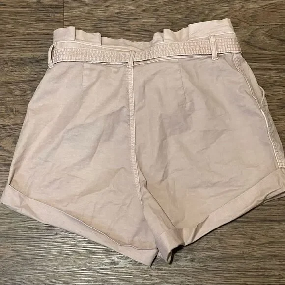 Abercrombie & Fitch High Waist Twill Paperbag Shorts Blush Pink Size Medium - Picture 7 of 8